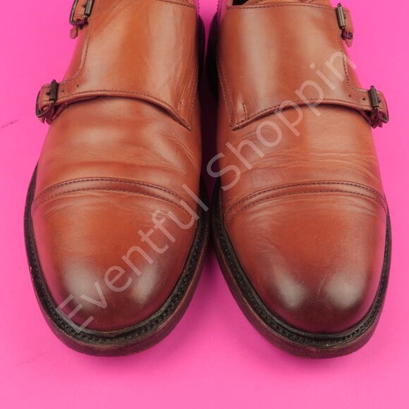 Frye Shoes Mens 9.5 D Brown Dress Burnished Cap Toe Double Monk Strap Oxfords - Picture 9 of 15